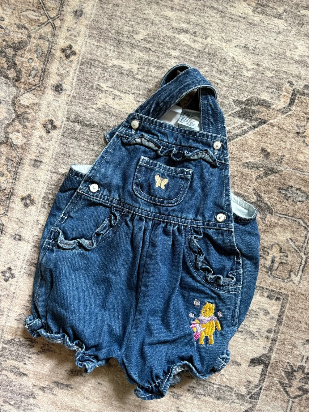 Vintage Disney Winnie the Pooh piglet denim overalls bibs embroidered 6/9 months